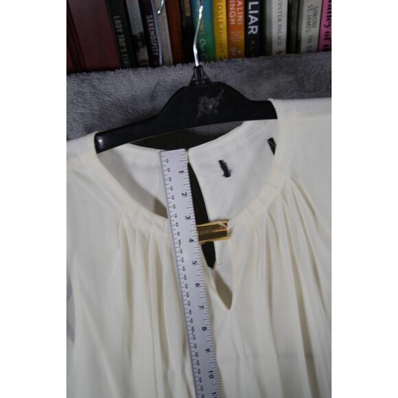 Womens Sleeveless White Gold Chevron Dress Sequin Skirt Blouson Top M Party - Picture 7 of 7